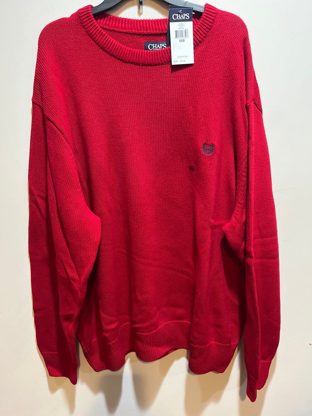 Chaps Heavyweight Knit Sweater Long Sleeve Crewneck Men’s 4XB Big & Tall Red